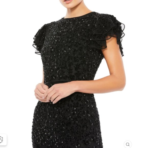 PETITE EMBELLISHED CAP SLEEVE GOWN Size 6 COLOR — Black New With Tags - Picture 3 of 3